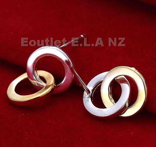 19mm DOUBLE HOOPS 2-TONE EARRINGS